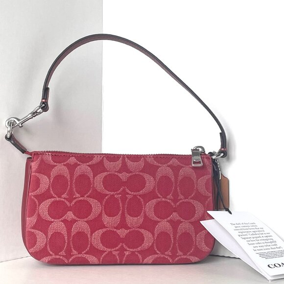 Coach Nolita 19 Signature Denim Leather Wristlet True Red CCZ48 - Picture 2 of 13